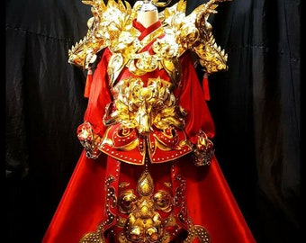 Da NeeNa HUT C813 Gold Great Dragon Emperor Pageant Spirit Costume Set XS-XL