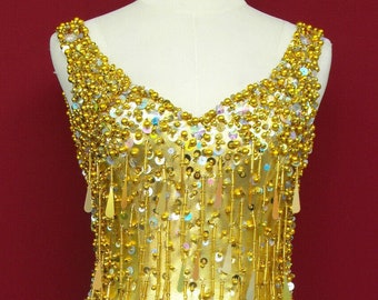 Da NeeNa M005 Tina Turner Showgirl Dance Samba Party Vegas Gold Dress XS-3X