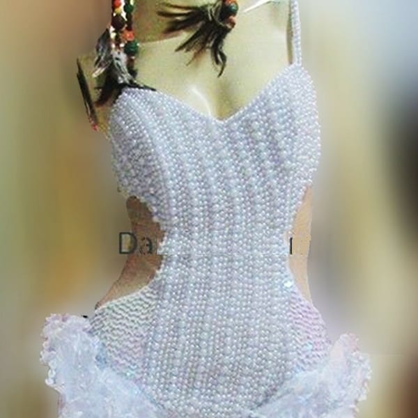 Da NeeNa C113 Sweet Christina Burlesque Pearl Leotard Bodysuit