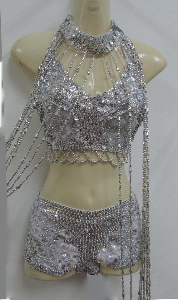 Da NeeNa M088CC Salsa Latin Cowboy Dance Beaded Sequin Wristbands Choker