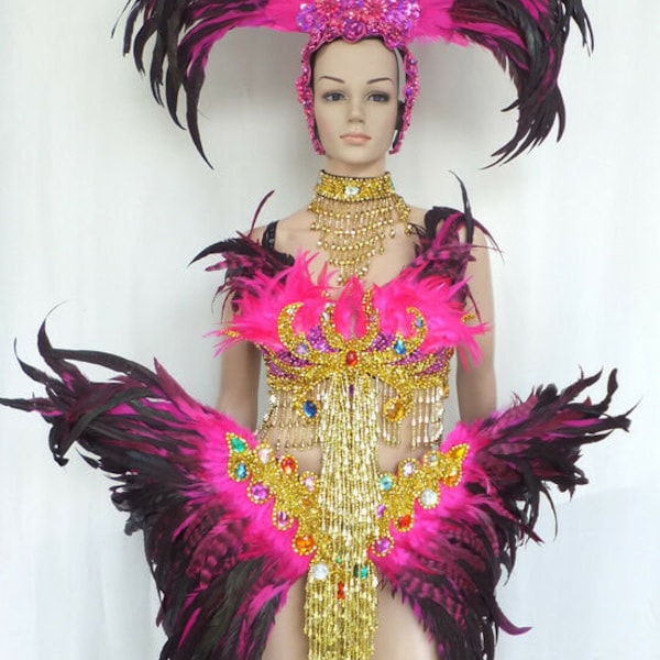 Da NeeNa FT Samba Parade Drag Carnival Rio Dancer Parrot Headdress Costume XS-XL