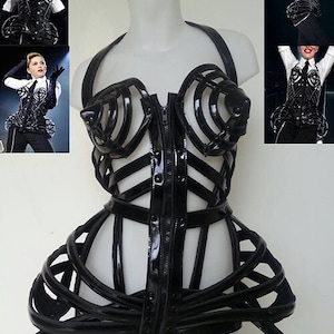 Daneena T029E Tribute Copy Cone Bra Pointy Cage Leather Madonna Costume  XS-XL 