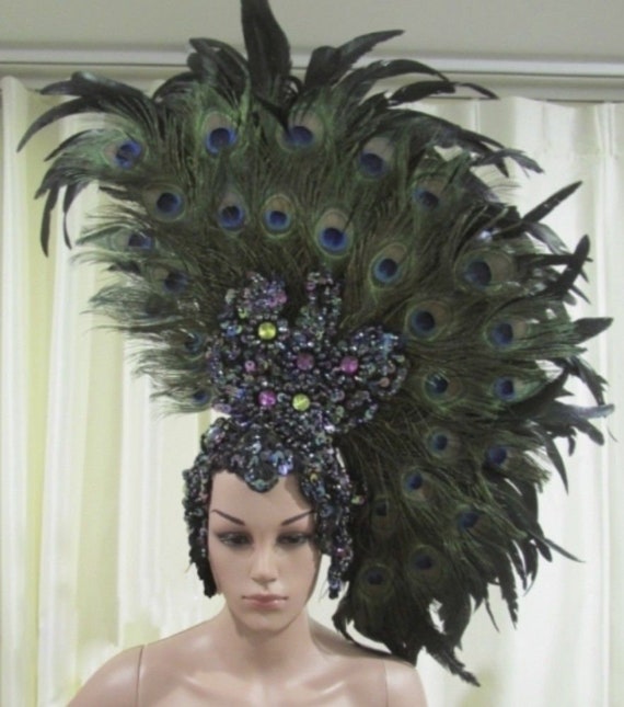 Da NeeNa H046 Cabaret Showgirl Ostrich Crystal Feather Headdress