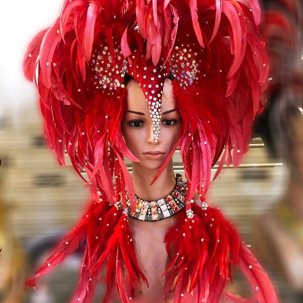 Da NeeNa H902 Queen of Red Eagle Crystal Cabaret Showgirl pageant Headdress