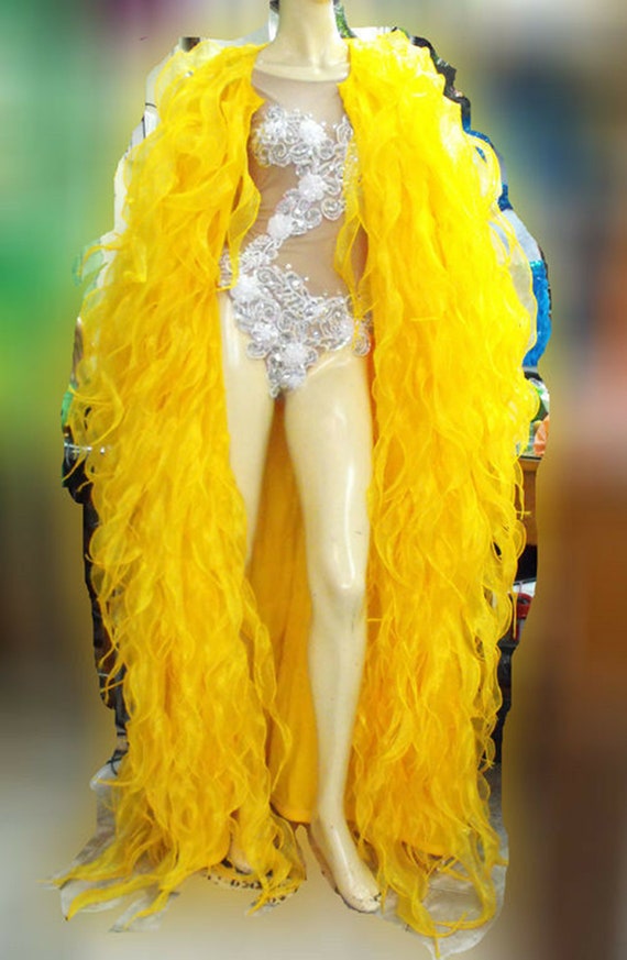 Da NeeNa SWB Organza Drag Prom Seaweed Ruffle Jacket Coat