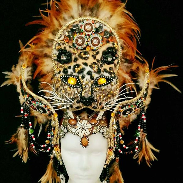 Da NeeNa H990 Leopard Gypsy Wild Cabaret Dance Pageant Showgirl Vegas Headdress