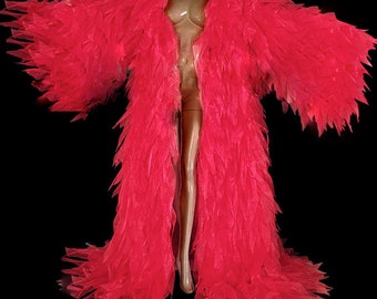 Da NeeNa C1066L Winter Collection Organza Drag Prom Ruffle Showgirl Jacket Coat