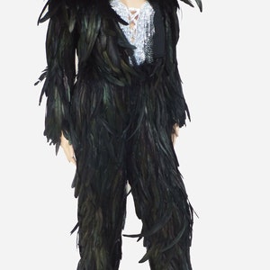 Da Neena JF Vegas Parade Woman Man Devil Black Feather Coat Jacket ...