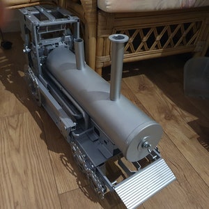 Metal recycled steam engine train locomotive  galvanised spray paint ornament metal ware unique one off original piece