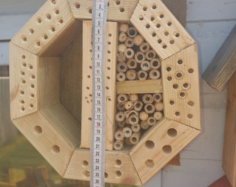 Wooden Insect Bee House Natural Wood Bug Hotel Shelter Garden Nest Box up to 25cm Recycled or new wood off cuts. With bamboo sticks