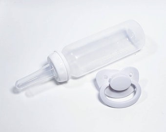 Adult Baby Bottle and Pacifier Set in White