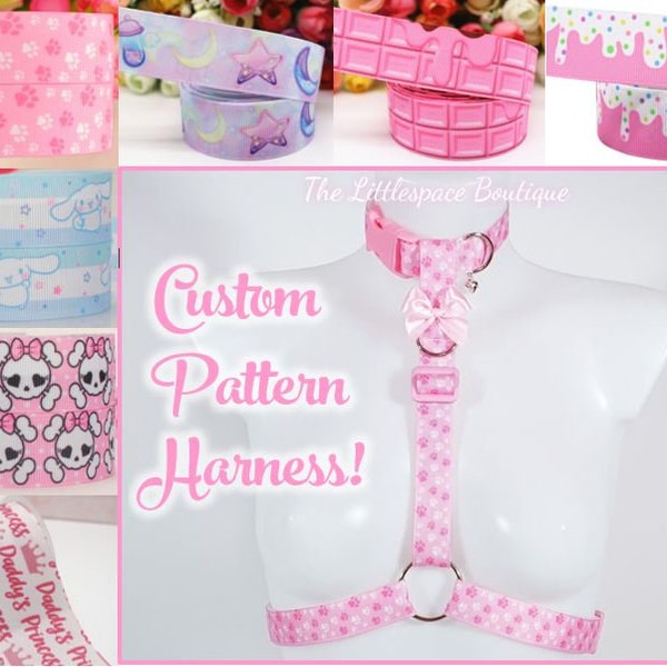 33 Pattern Choices, Custom Petplay Puppy Kitten Style Harness