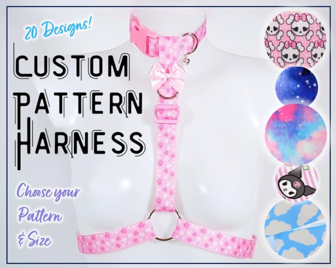 Custom Collared Chest Harness, 20 Designs - Kawaii Petplay Choker, LGBTQ Festival Rave Wear - Etsy