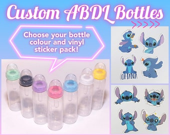 Custom Decorated Adult Baby Bottle in Blues