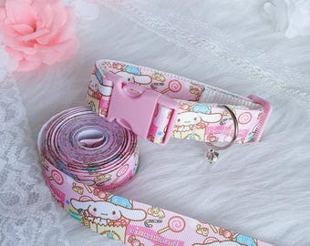 Pink Puppy and Sweets Collar - Pride Festival Harness, Cyber Goth Rave Wear, Kawaii Petplay Choker, Punk Necklace Accessories