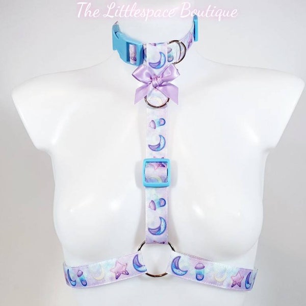 The Crybaby Petplay Puppy Kitten Style Harness with Detachable Collar and Optional Leash