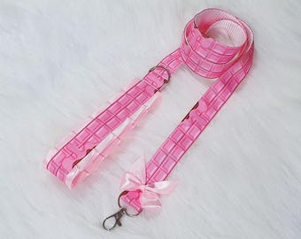 Correa de chocolate rosa con collar a juego opcional - Gargantilla Kawaii Petplay, ropa para festivales del orgullo