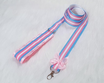 Trans Pride Leine, Führleine mit optional passendem Halsband - Pride Festival Geschirr, Rave Wear, Kawaii Petplay