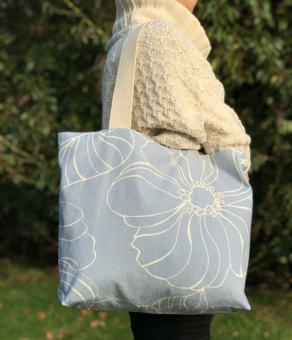 pale blue tote bag