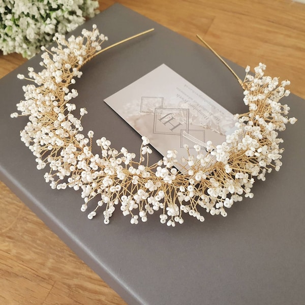 Bridal headband bridal tiara gypsophila hair accessories bridal hair accessories