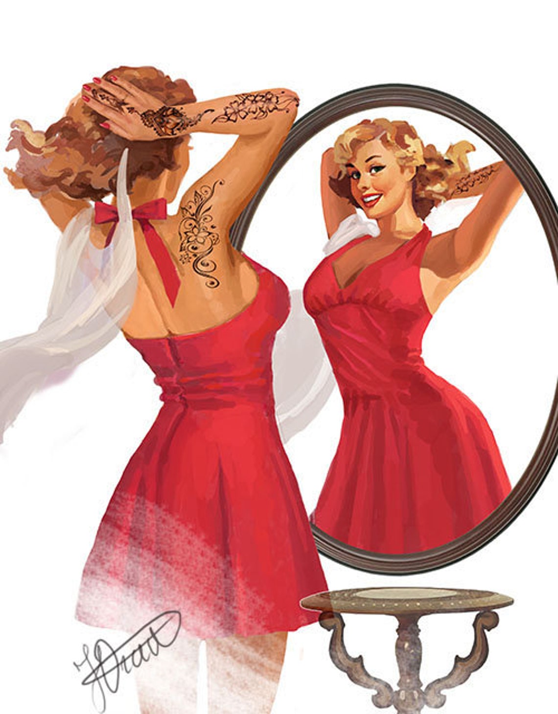 Custom portrait Pin up style Classic Pin Up art Realistic | Etsy