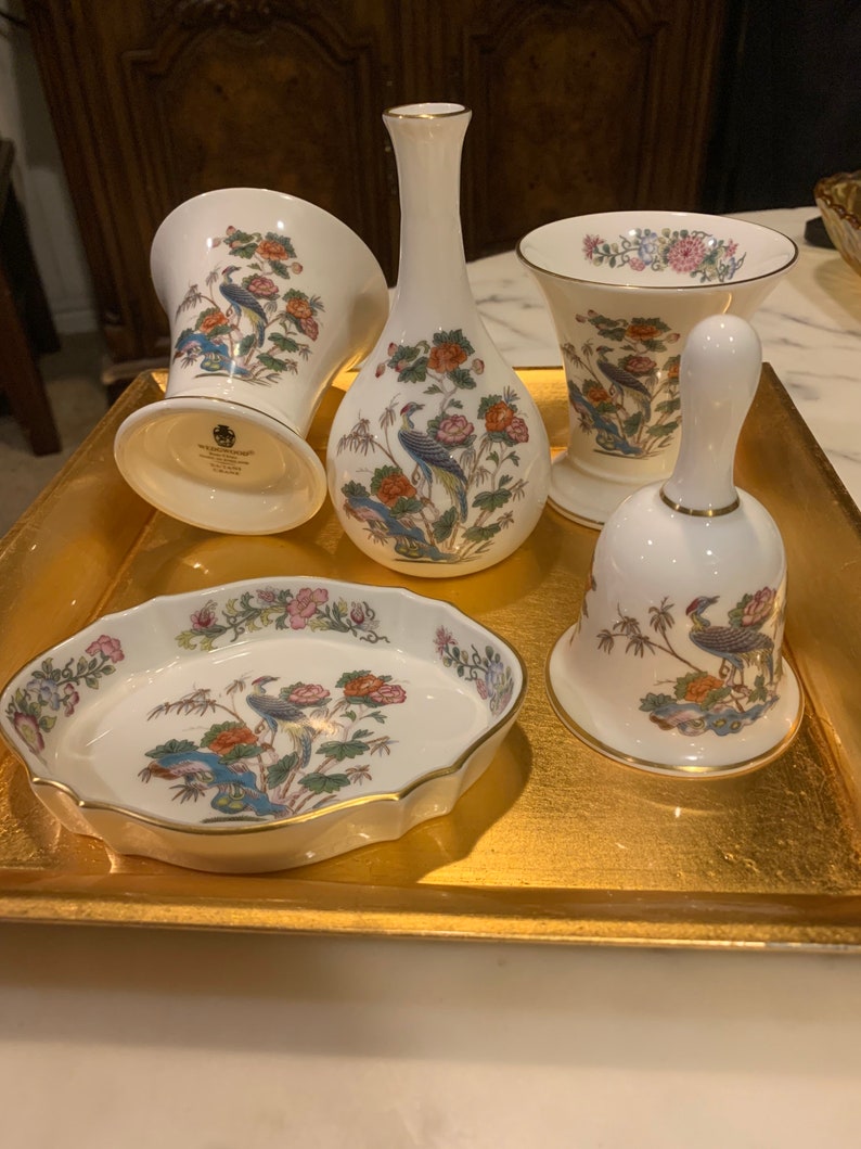 Wedgwood Bone China Made in England Kutani Crane Two Vase/cups Etsy