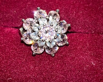 Diamond Flower Ring - Etsy