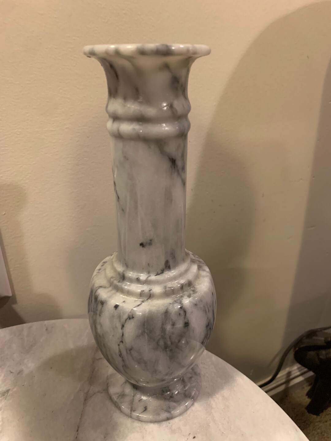 White and Grey Marble Vase Etsy