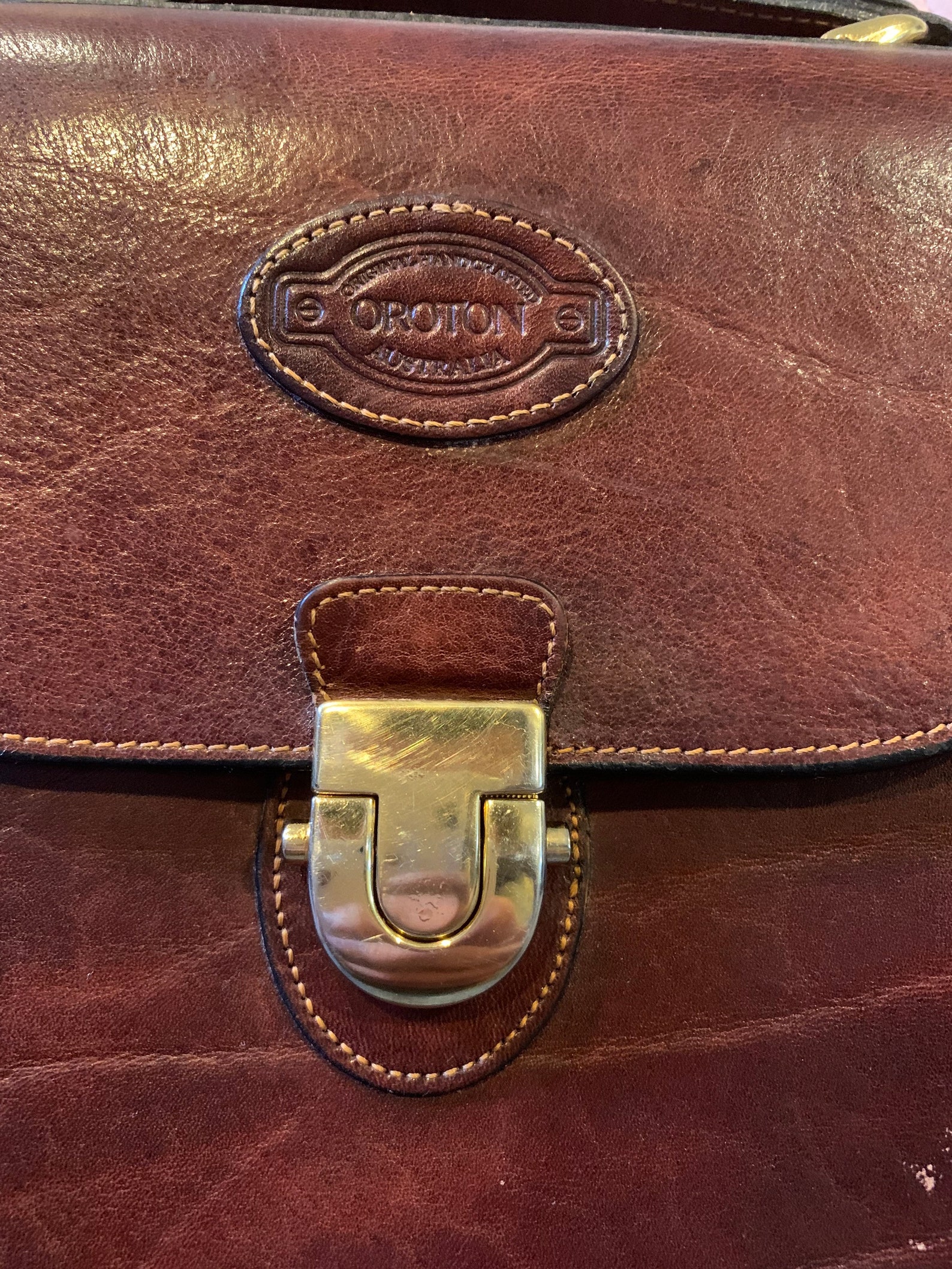 Oroton Brown Leather Cross Body Purse/satchel Etsy