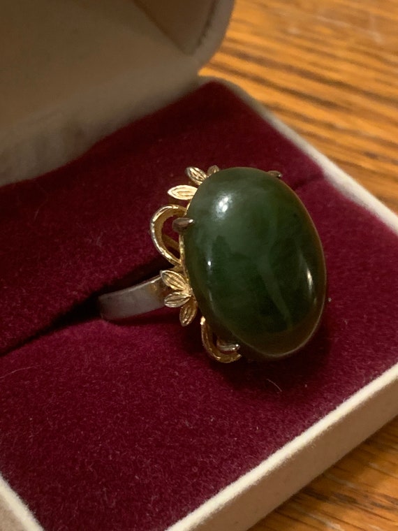 Large Oval Jade Stone Ring Vintage