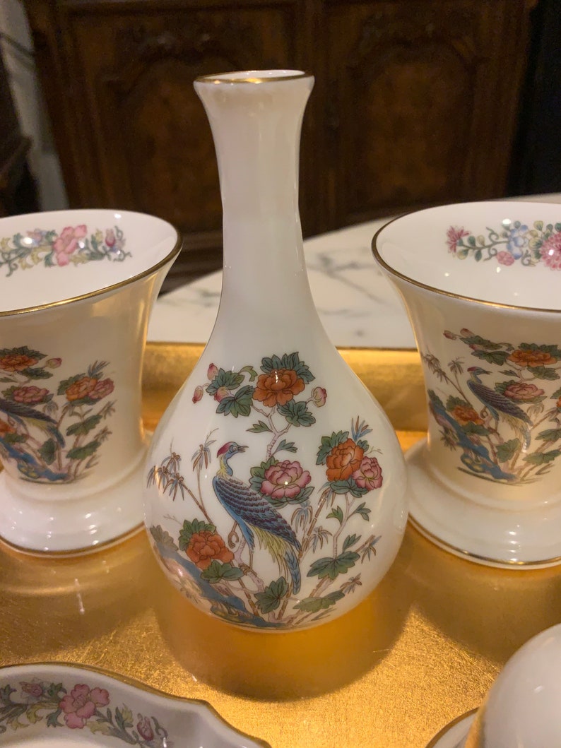 Wedgwood Bone China Made in England Kutani Crane Two Vase/cups Etsy