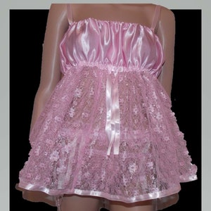 Unisex sissy satin and lace babydoll nightie lolita cosplay