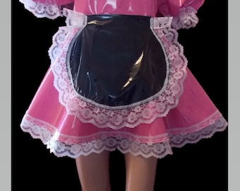 Short pvc maids dress set Fancy dress sissy lolita cosplay