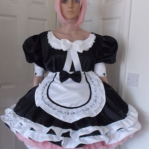 Satin delux maids dress set Fancy dress sissy lolita cosplay