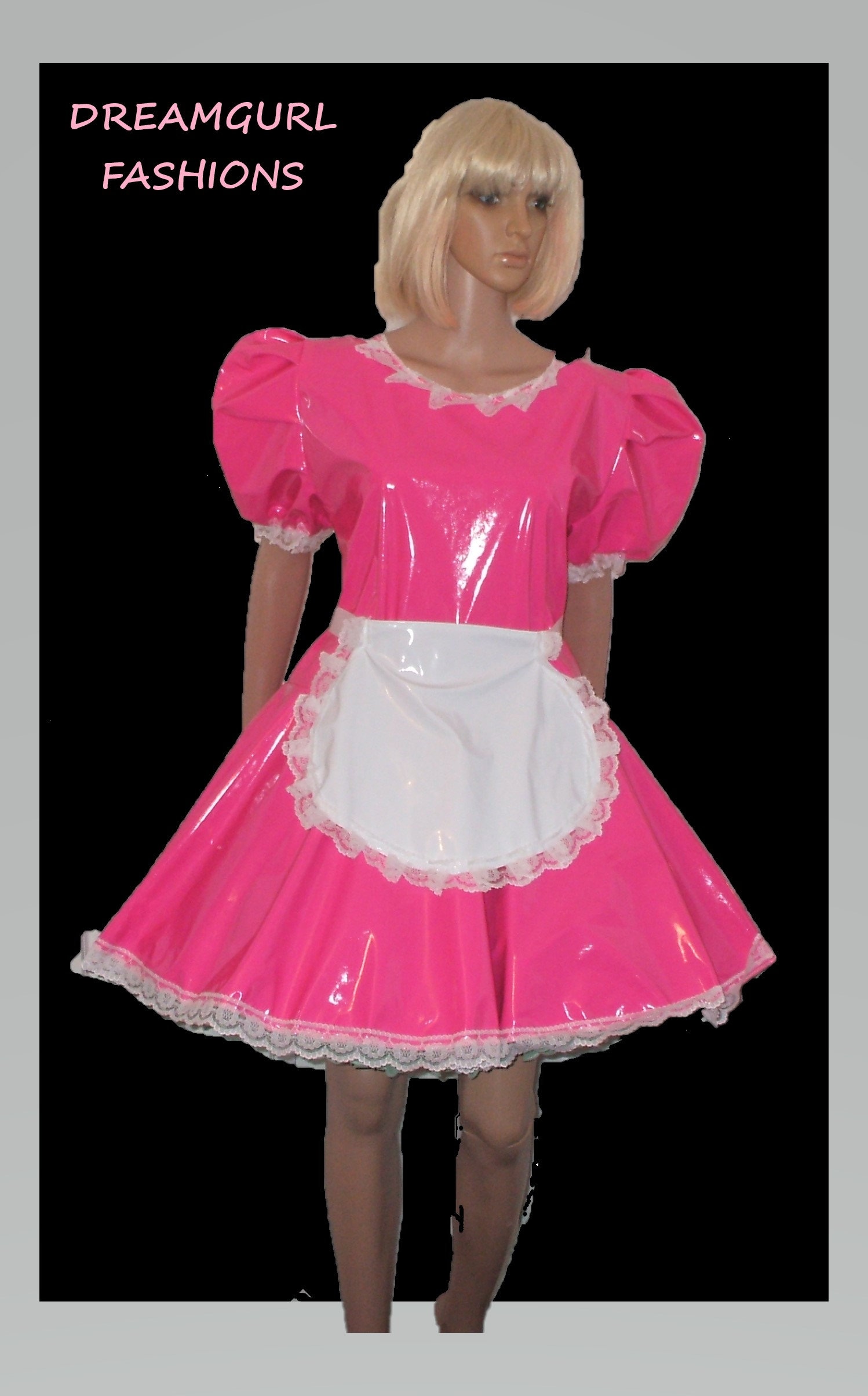 Pvc Plain Servimg Maids Dress Fancy Dress Sissy Lolita Cosplay pic