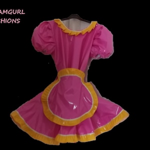 Pvc  maids dress with colour trim Fancy dress sissy lolita cosplay