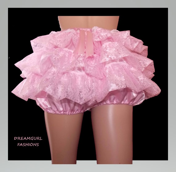 TV,SISSY LOLITA FRILLY COSPLAY ADULT BABY SATIN DELUX RUFFLE KNICKERS