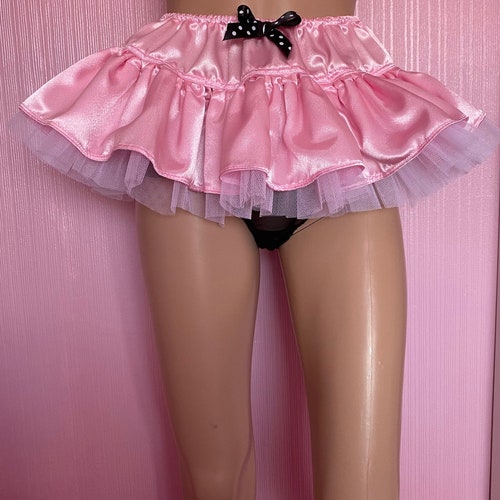 micro mini Satin Rara Skirt with net layer