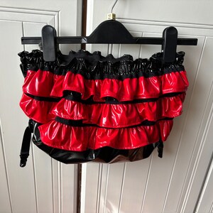 Double sided pvc  maid panties with pvc ruffle bum tv sissy lolita cosplay