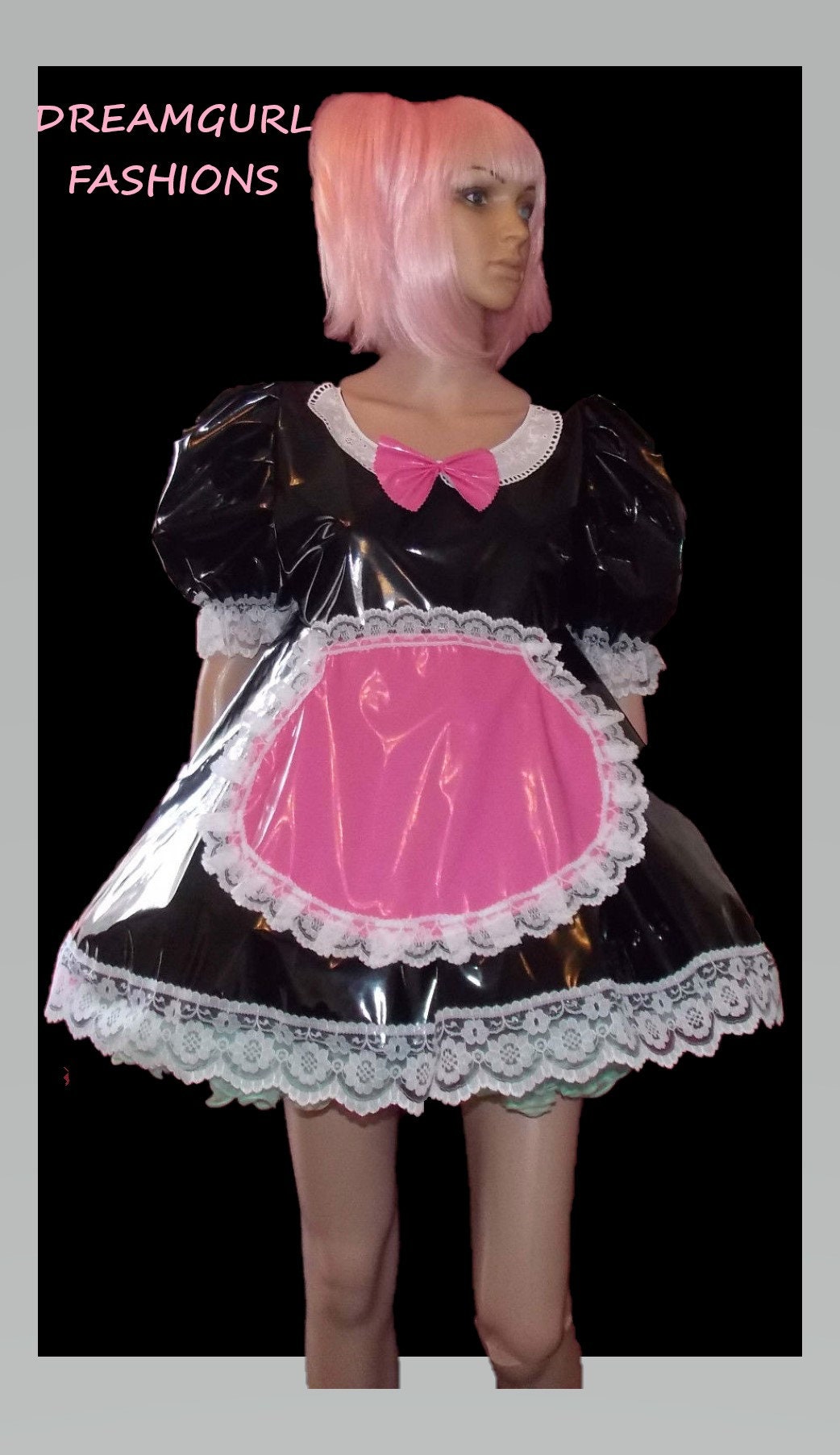 Short Pvc Maids Dress Set Fancy Dress Sissy Lolita Cosplay