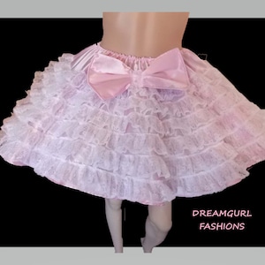 Sissy adulte bébé satin volant jupe en dentelle Déguisement sissy lolita cosplay 6 rangées de dentelle