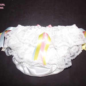 Satin all around  laced maid panties knickers with ribbon trim tv sissy lolita cosplay