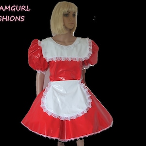 Pvc top pinny maids dress set Fancy dress sissy lolita cosplay