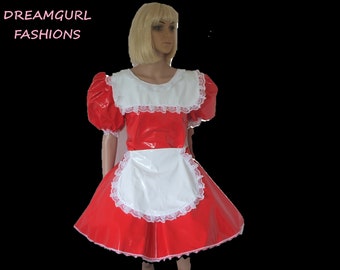 Pvc top pinny maids dress set Fancy dress sissy lolita cosplay