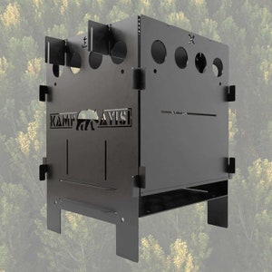 Folding Fire Pit, Portable Blaze Box, Metal Collapsible Firebox with Carry Cover Metal Camping Bushcraft Fire Stove