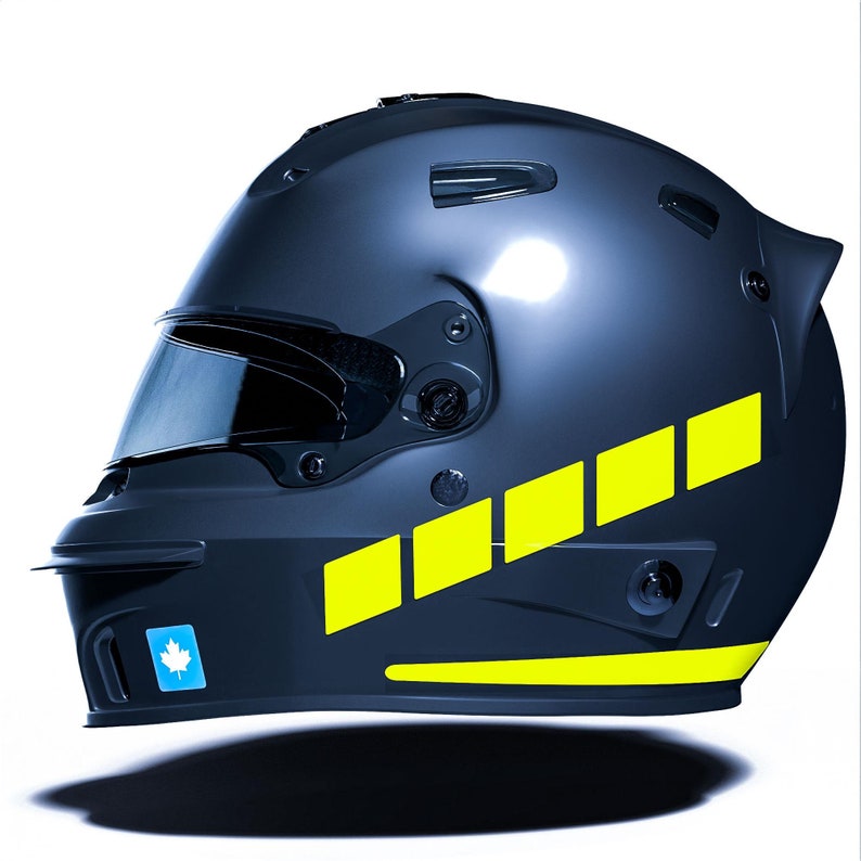 Stripe Design Fluorescent Yellow Motocycle Helmet Sticker CinarExtreme image 1