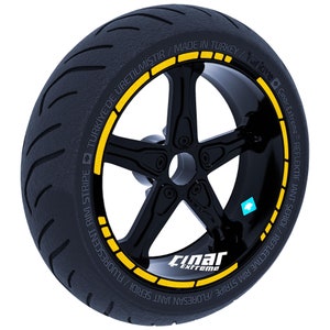 Moto GP Style  Reflective Yellow Rim Tape Wheel Stripes Decals Sticker CinarExtreme