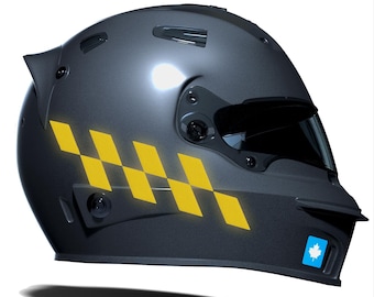 Reflective Yellow Checkered Helmet Motorcycle Sticker Set CinarExtreme