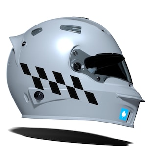 Jet Black Checkered Helmet Motorcycle Sticker Set CinarExtreme
