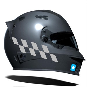 Gilded Silver Checkered Helmet Motorcycle Sticker Set CinarExtreme